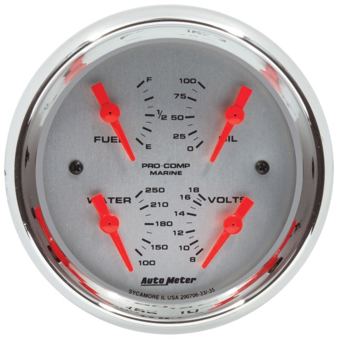Autometer Marine Chrome 3-3/8in Gauge - 100PSI - 200706-35