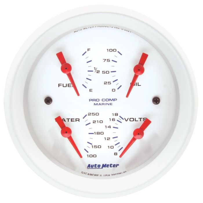 Autometer Marine White 3-3/8in Gauge - 100PSI - 200706