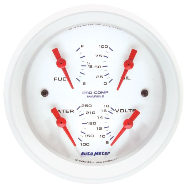 Autometer Marine White 3-3/8in Gauge - 100PSI - 200706