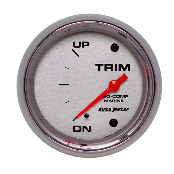 Autometer Marine Chrome Gauge 2-5/8in Electric Trim Level Gauge 0OHM Down - 90OHM Up - 200767-35