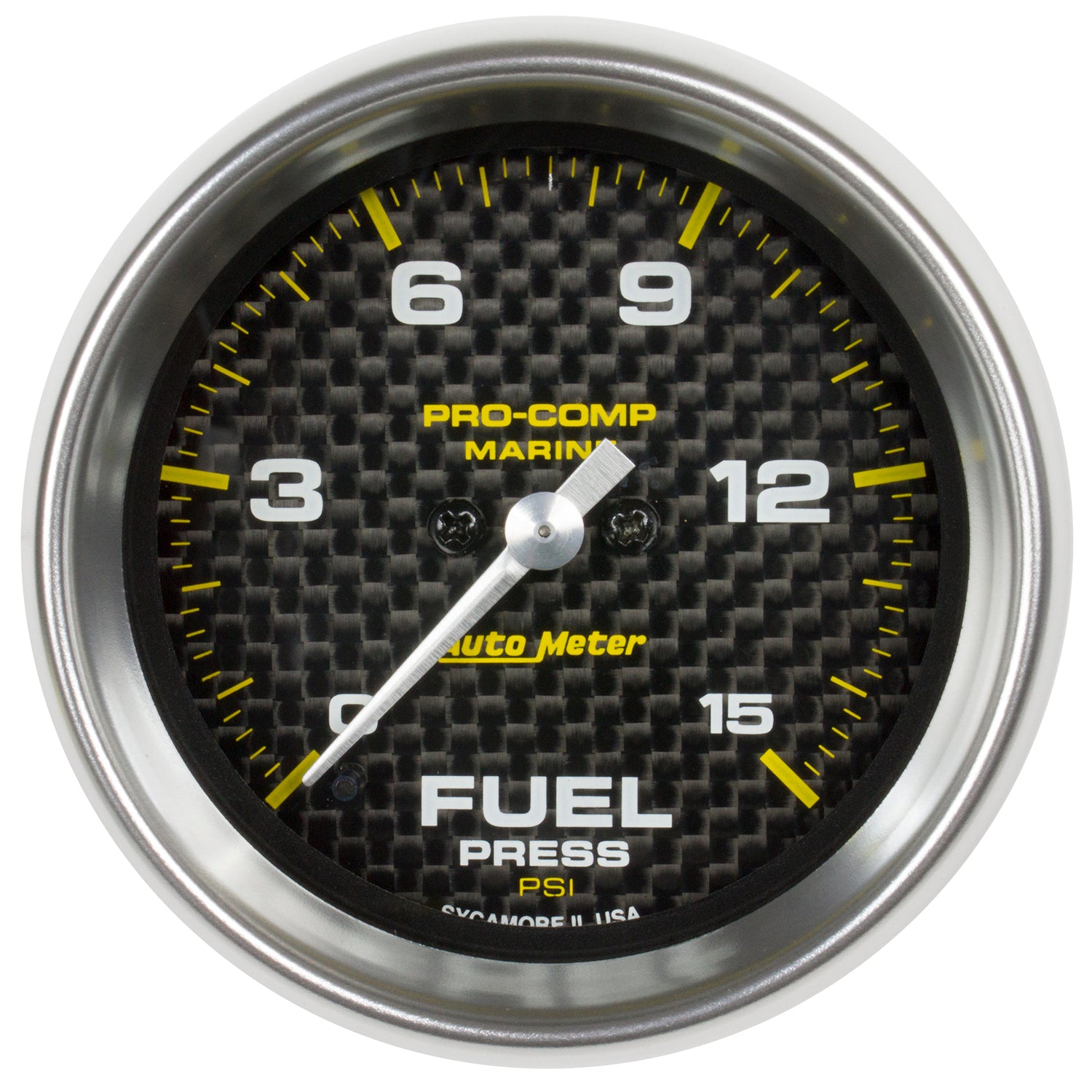 Autometer Marine Carbon Fiber 2-1/16in 15 PSI Digital Stepper Motor Fuel Pressure Gauge - 200848-40