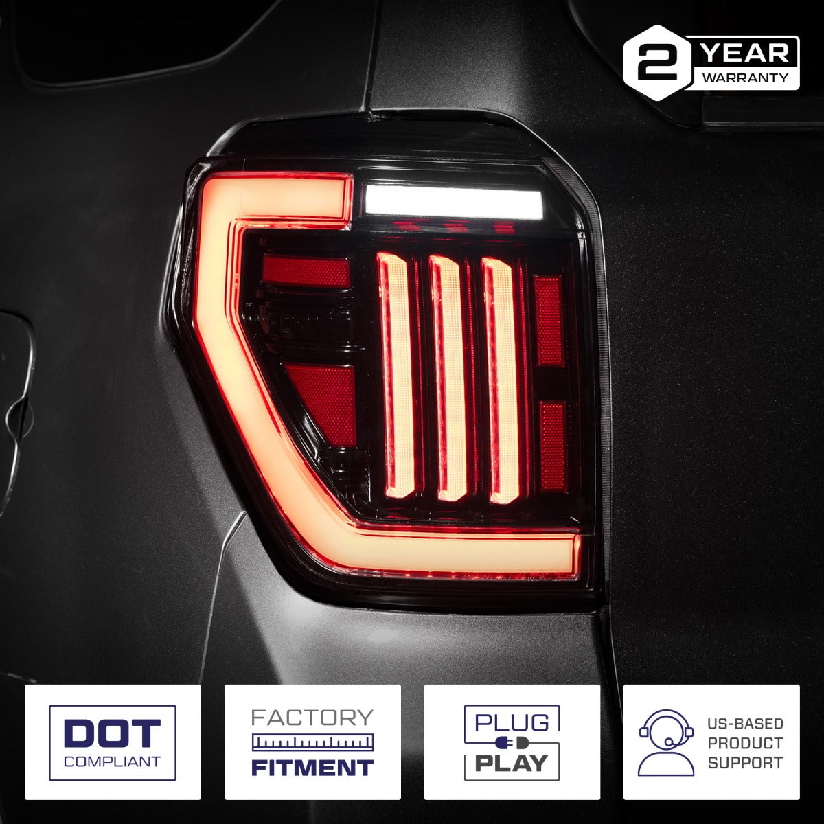 Form Lighting 2010-2024 Toyota 4Runner LED Tail Lights Red (Pair) - FL0106