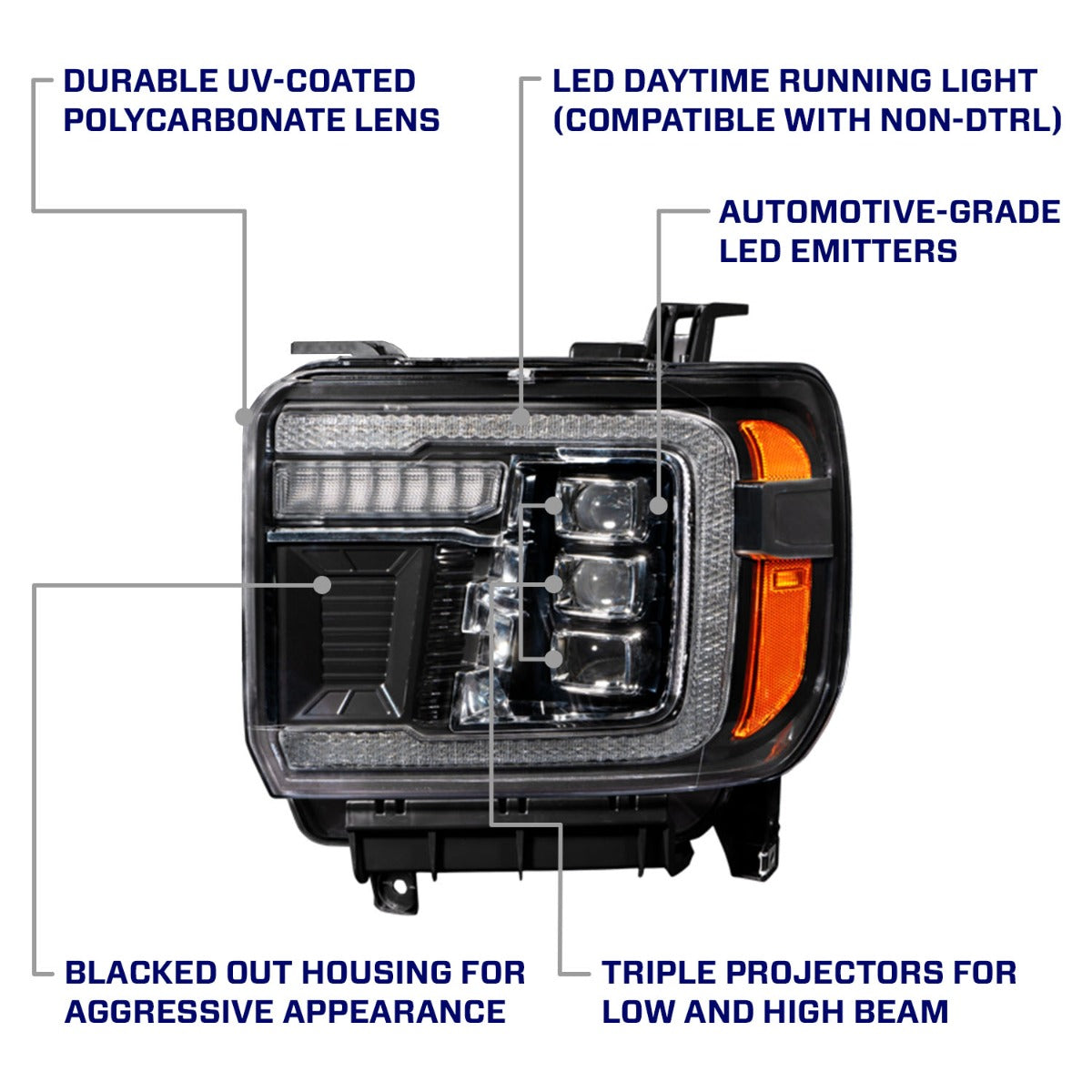 Form Lighting 2014 GMC Sierra LED Projector Headlights (Pair) - FL0012