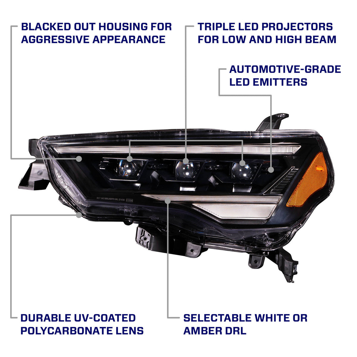 Form Lighting 2014-2024 Toyota 4Runner Sequential LED Projector Headlights (Pair) - FL0017