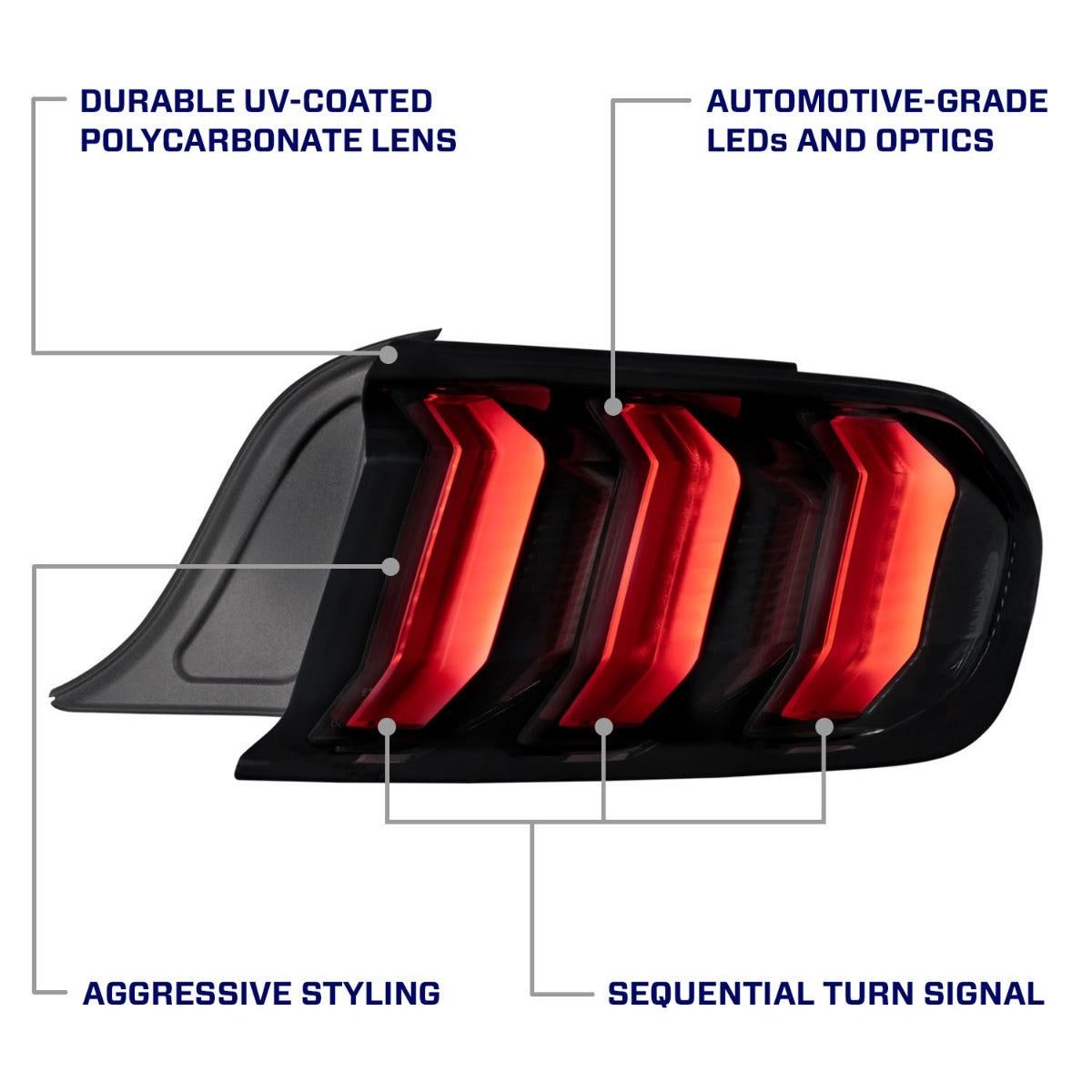 Form Lighting 2015-2023 Ford Mustang LED Tail Lights Clear (Pair) - FL0006