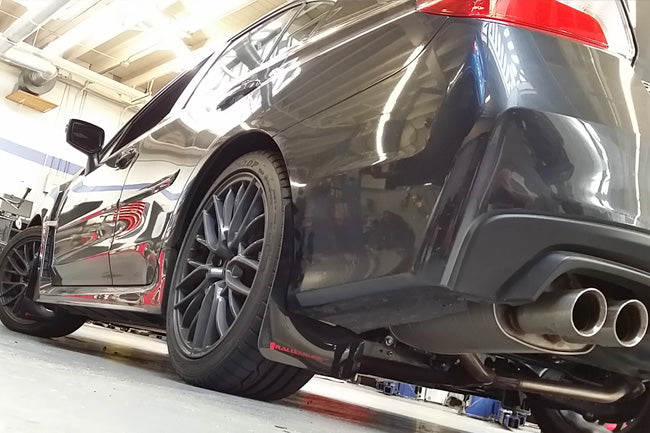 Rally Armor 15-21 Subaru WRX/STI (Sedan ONLY) White UR Mud Flap w/ Red Logo - MF32-UR-WH/RD