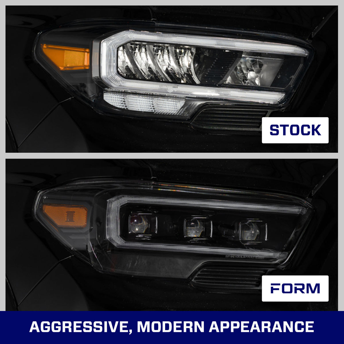 Form Lighting 2016-2023 Toyota Tacoma LED Projector Headlights with Selectable DRL (Pair) - FL0001