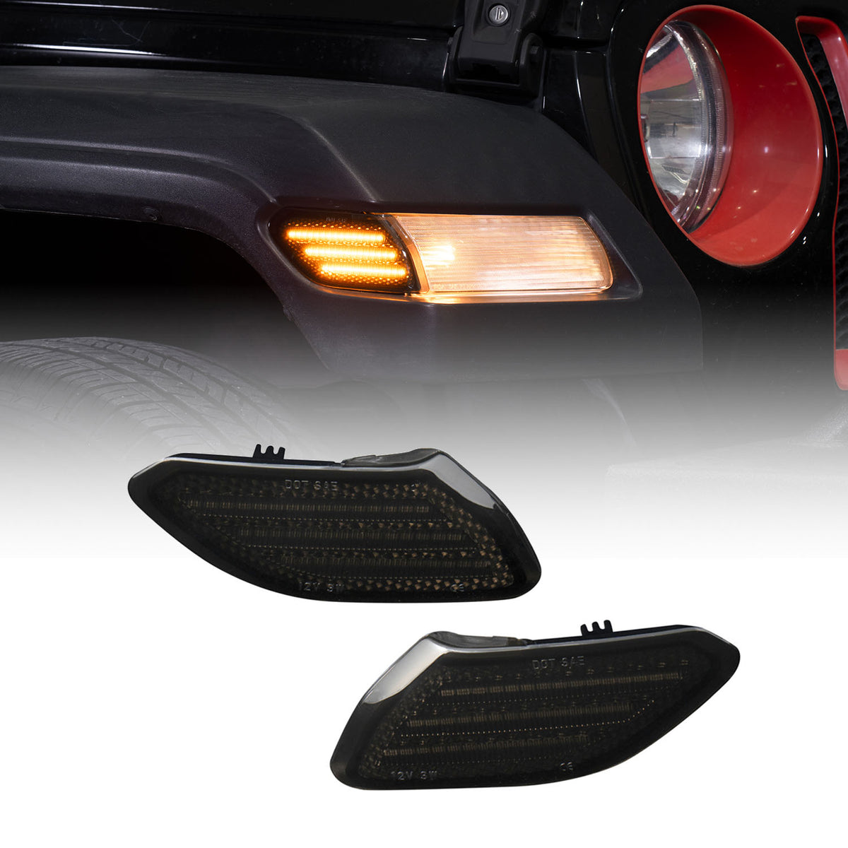 Form Lighting 2018 Wrangler JL LED Sidemarkers Smoked (Pair) - FL0061