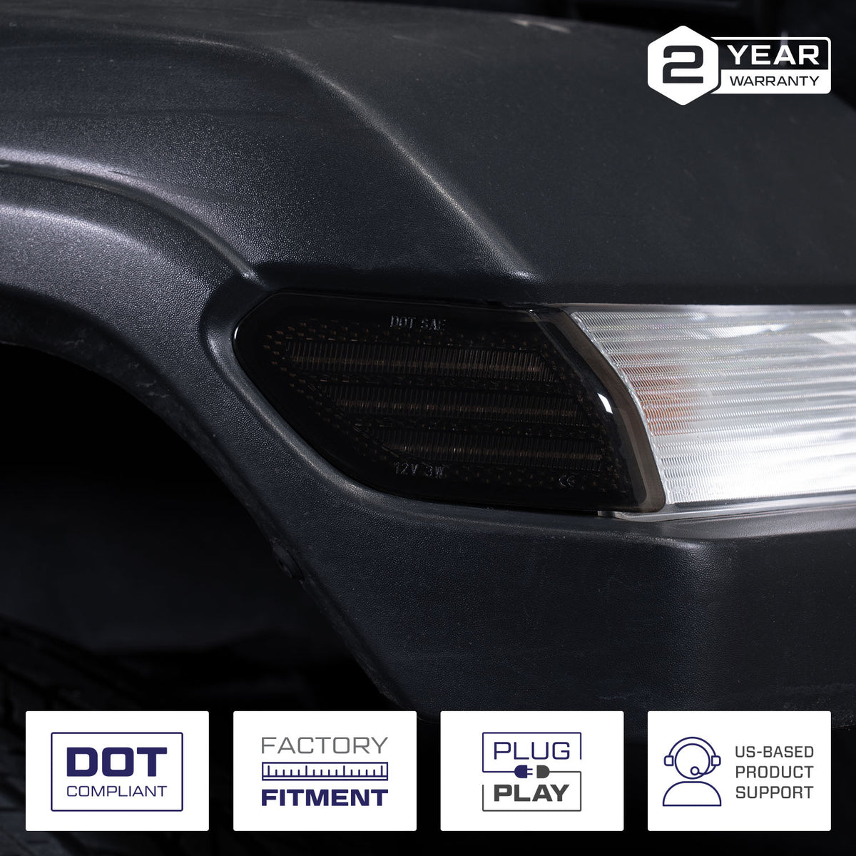 Form Lighting 2018 Wrangler JL LED Sidemarkers Smoked (Pair) - FL0061