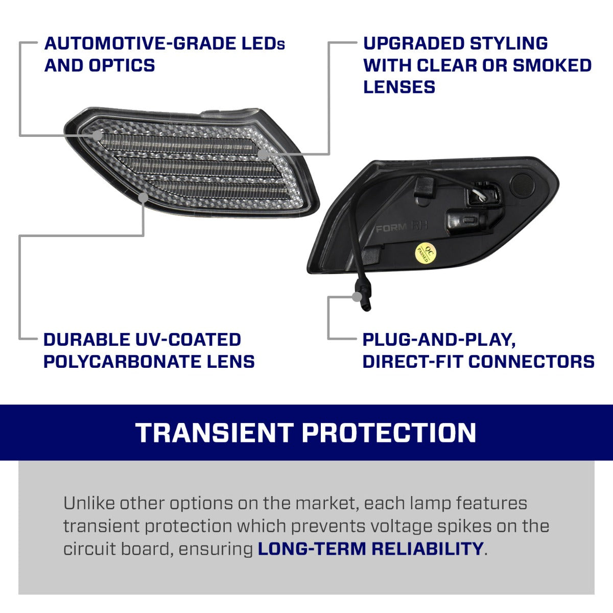 Form Lighting 2018 Wrangler JL LED Sidemarkers Clear (Pair) - FL0062