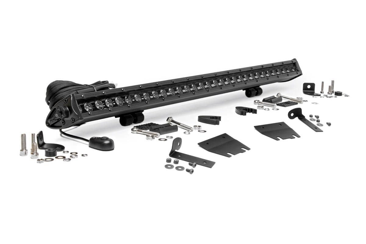 LED Light Kit | Hood Mount | 30&quot; Black Single Row | Jeep Gladiator JT/Wrangler JL (18-24)