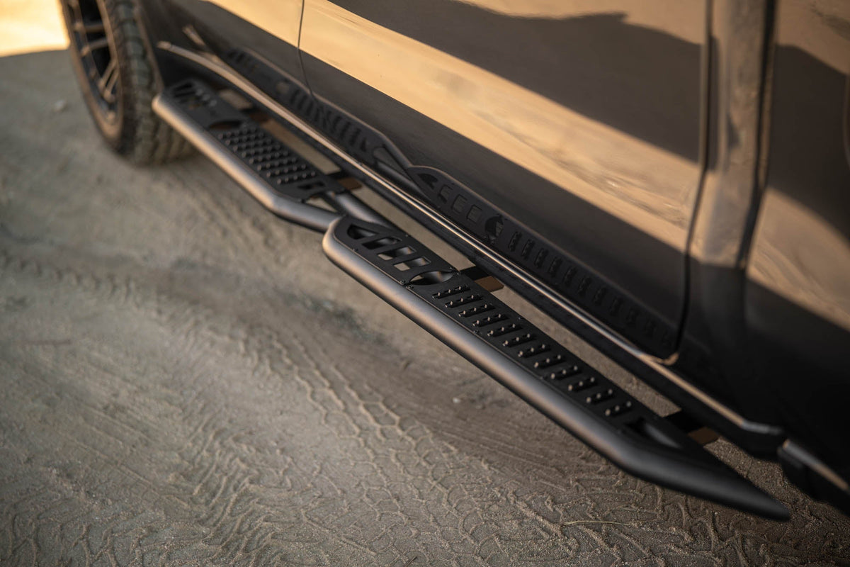 DV8 Offroad - 2019-2026 GMC Sierra 1500 & Chevrolet Silverado 1500 Crew Cab OE Plus Side Steps - SRCS1-01