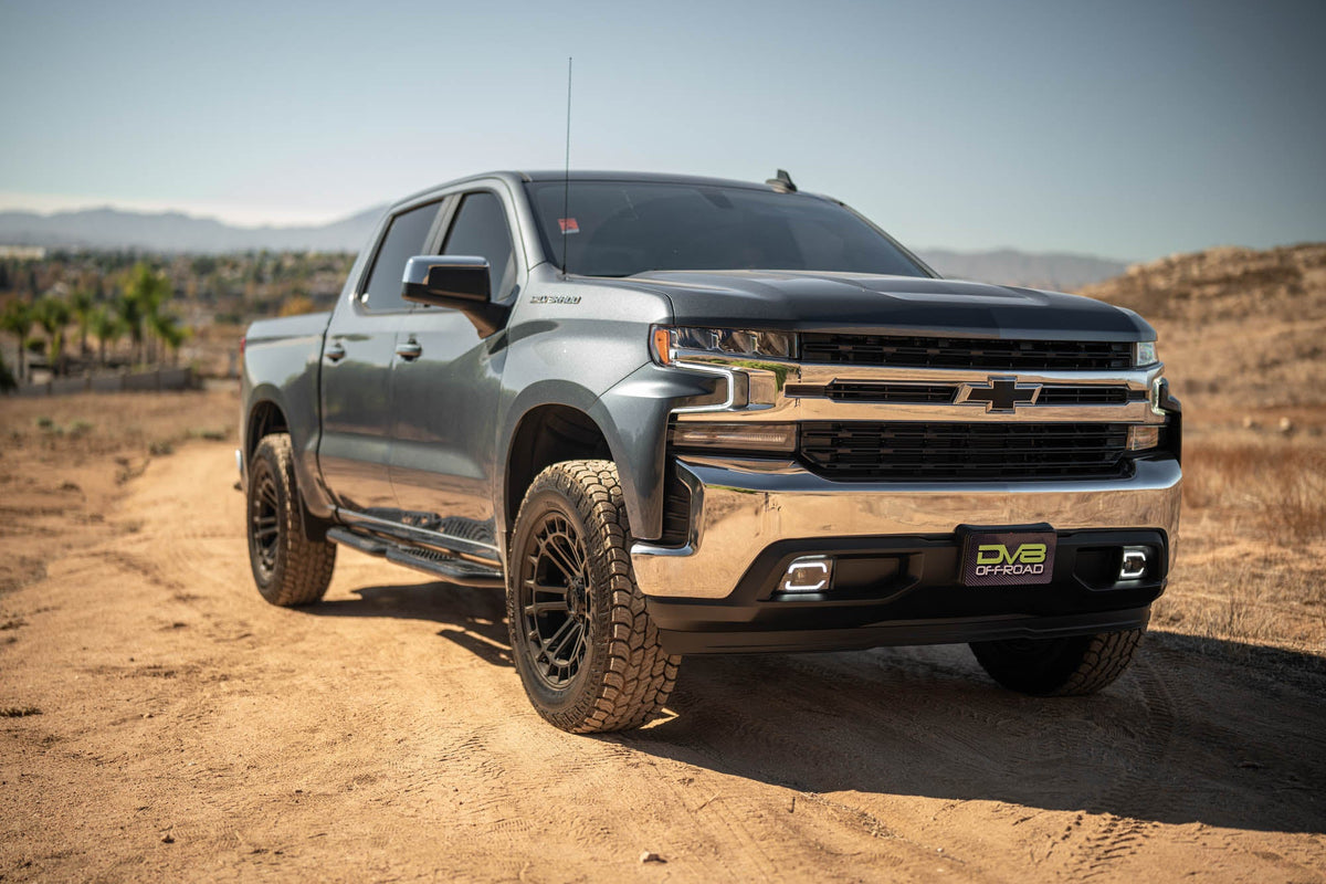 DV8 Offroad - 2019-2026 GMC Sierra 1500 & Chevrolet Silverado 1500 Crew Cab OE Plus Side Steps - SRCS1-01