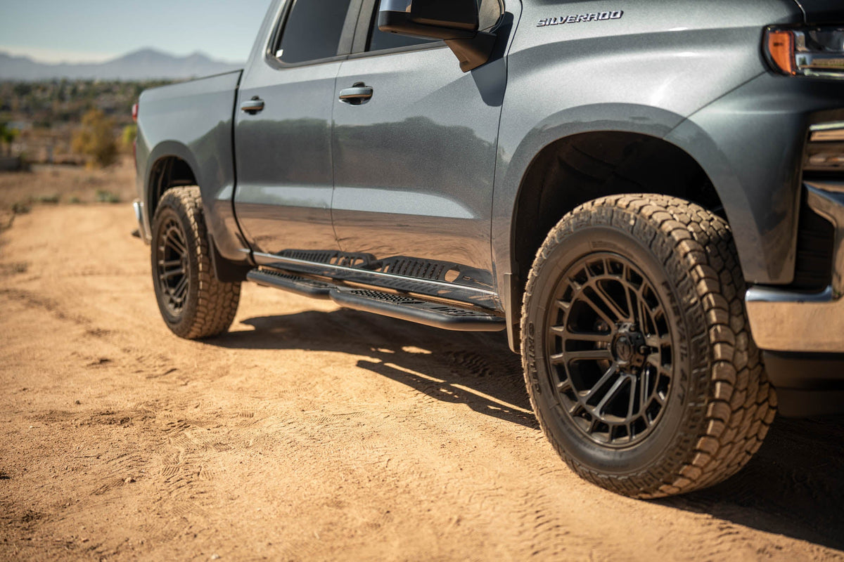 DV8 Offroad - 2019-2026 GMC Sierra 1500 & Chevrolet Silverado 1500 Crew Cab OE Plus Side Steps - SRCS1-01