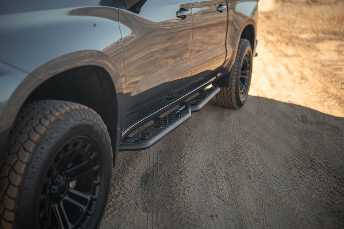 DV8 Offroad - 2019-2026 GMC Sierra 1500 & Chevrolet Silverado 1500 Crew Cab OE Plus Side Steps - SRCS1-01