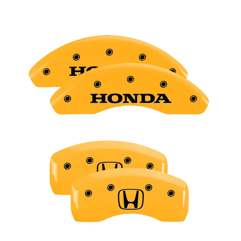 MGP 4 Caliper Covers Engraved Front Honda Rear H Logo Yellow Finish Black Char 2004 Honda Accord - 20196SHOHYL