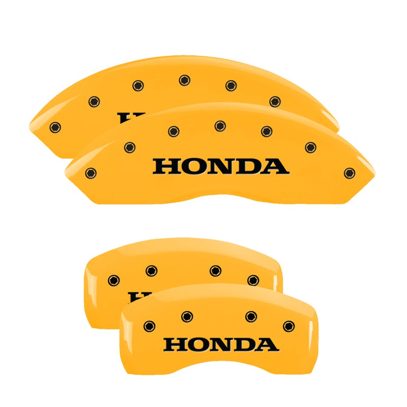 MGP 4 Caliper Covers Engraved Front &amp; Rear Honda Yellow Finish Black Char 2006 Honda Accord - 20199SHONYL