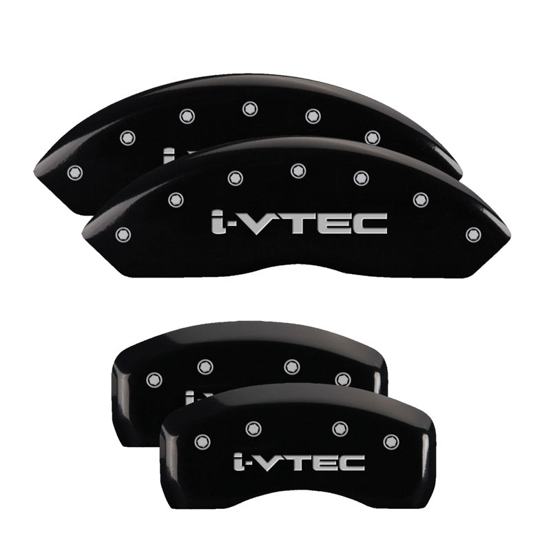MGP 4 Caliper Covers Engraved Front &amp; Rear i-Vtec Black finish silver ch - 20199SIVTBK