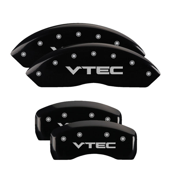 MGP 4 Caliper Covers Engraved Front &amp; Rear Vtech Black finish silver ch - 20199SVTCBK