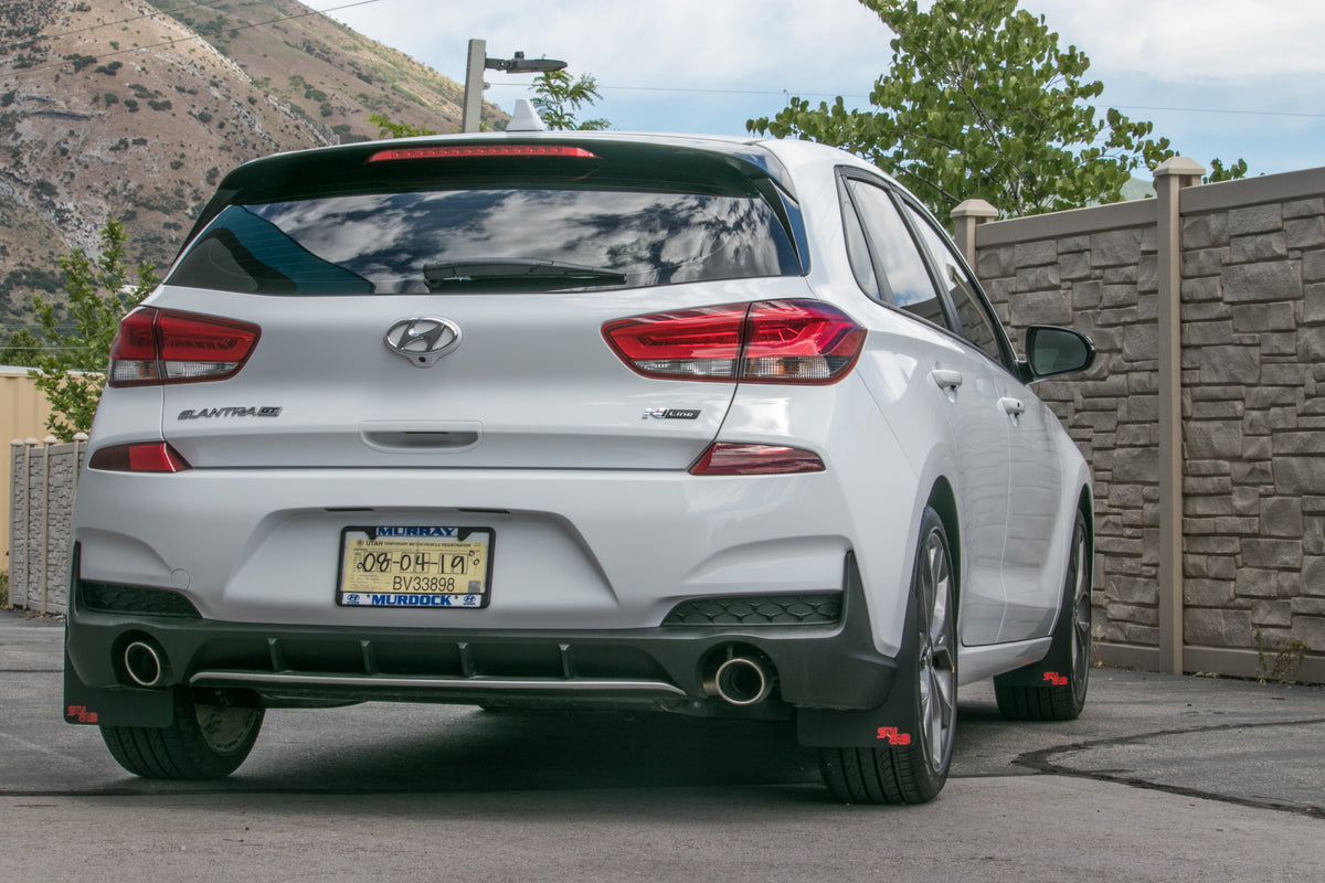 2019 Elantra Featuring ORIGINAL length Rokblokz Mud flaps in Black