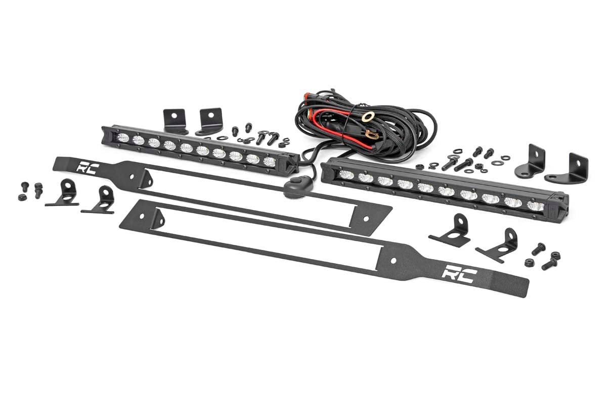 LED Light Kit | Grille Mount | 10&quot; Black Slimline Pair | Chevy Silverado 1500 (19-22)