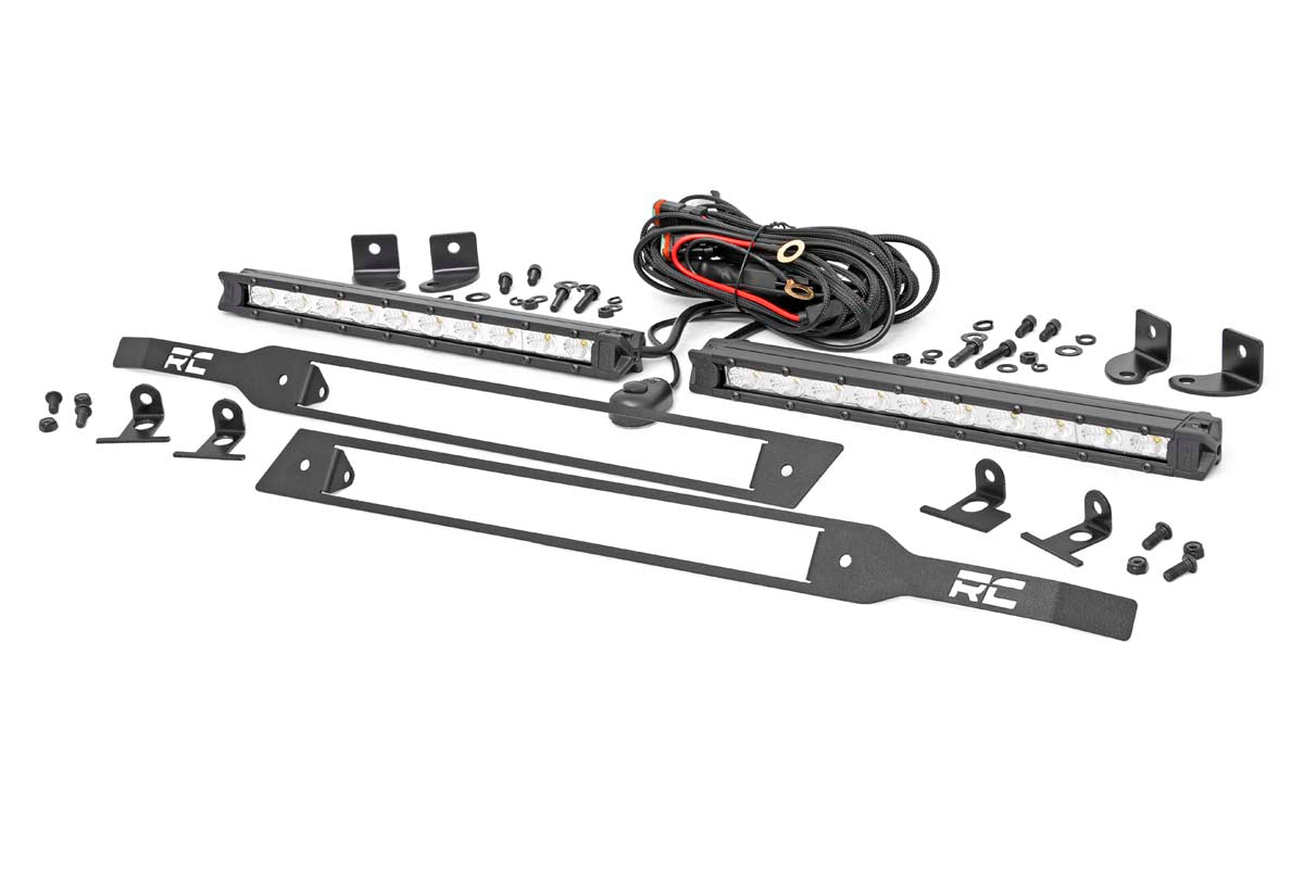 LED Light Kit | Grille Mount | 10&quot; Chrome Slimline Pair | Chevy Silverado 1500 (19-22)