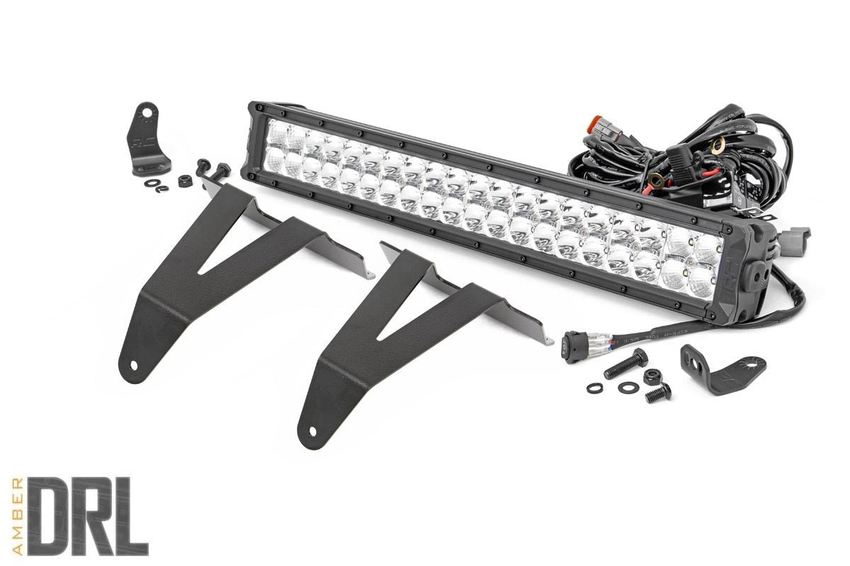 LED Light Kit | Bumper Mount | 20&quot; Chrome Dual Row | Amber DRL | Ram 1500 (19-24)