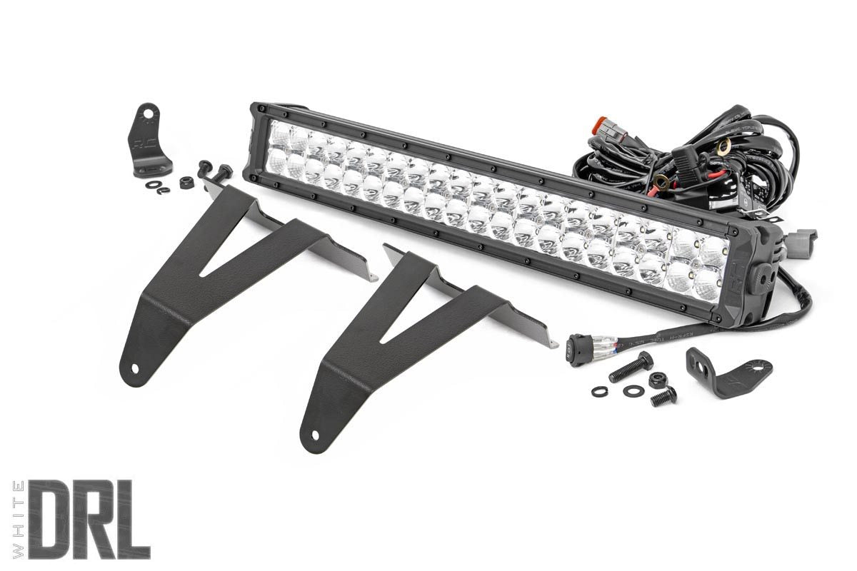 LED Light Kit | Bumper Mount | 20&quot; Chrome Dual Row | White DRL | Ram 1500 (19-24)