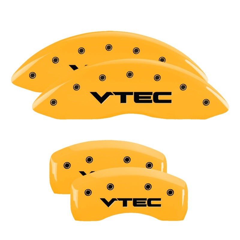 MGP 4 Caliper Covers Engraved Front &amp; Rear Vtech Yellow finish black ch - 20201SVTCYL