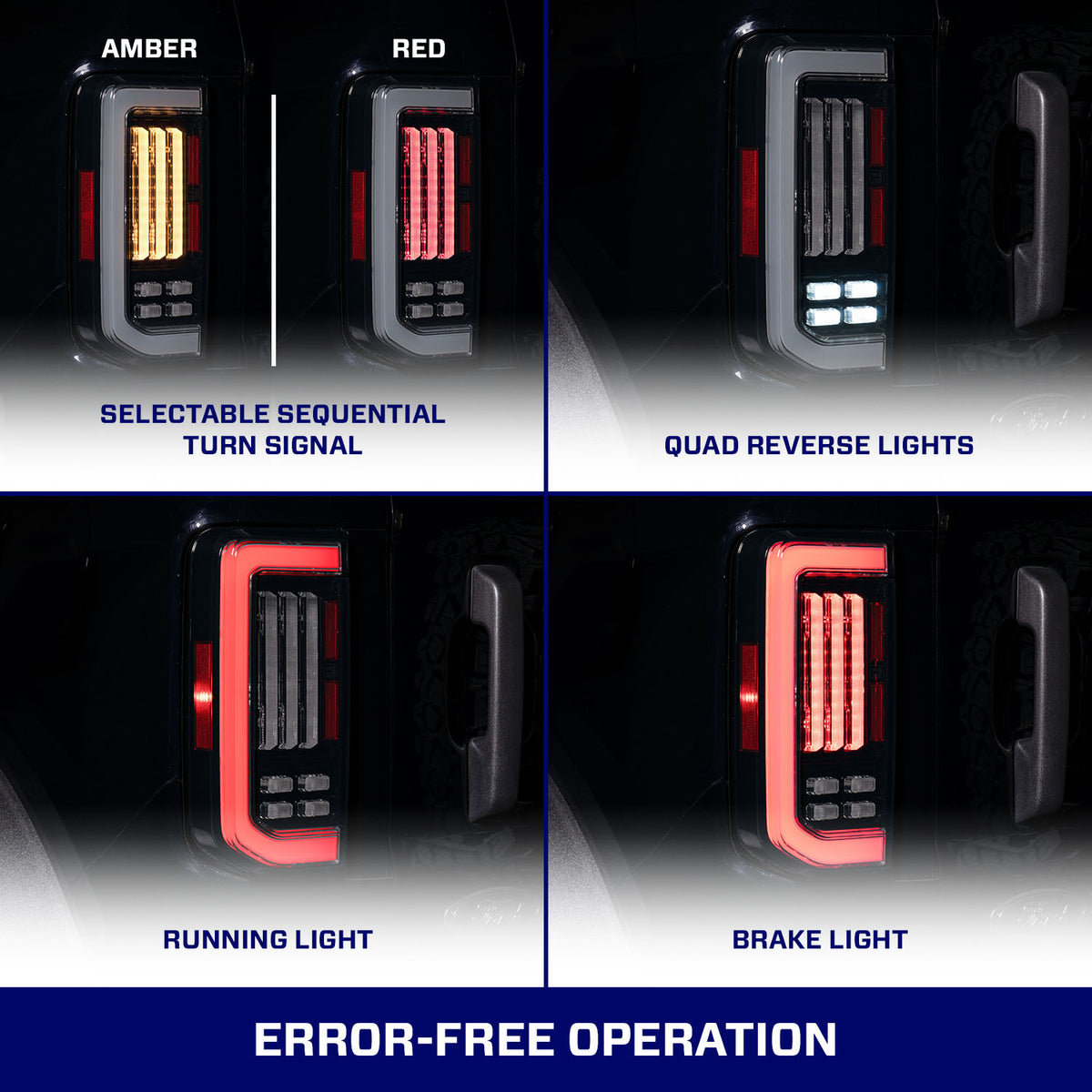 Form Lighting 2021-2025 Ford Bronco LED Tail Lights Smoked (Pair) - FL0086