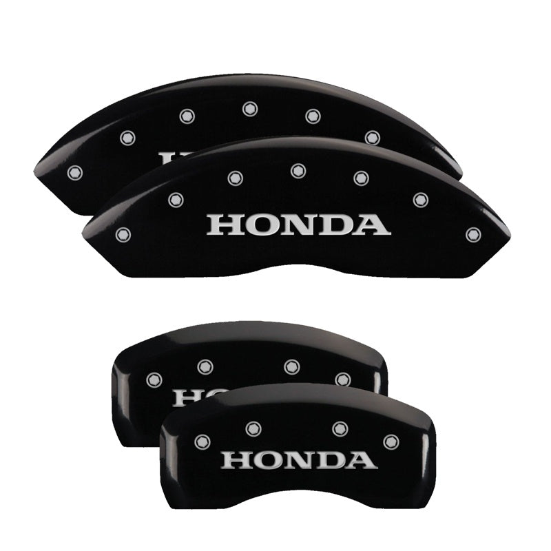 MGP 4 Caliper Covers Engraved Front &amp; Rear Honda Black finish silver ch - 20211SHONBK