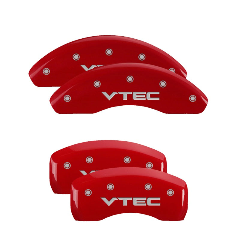 MGP 4 Caliper Covers Engraved Front &amp; Rear Vtech Red finish silver ch - 20218SVTCRD