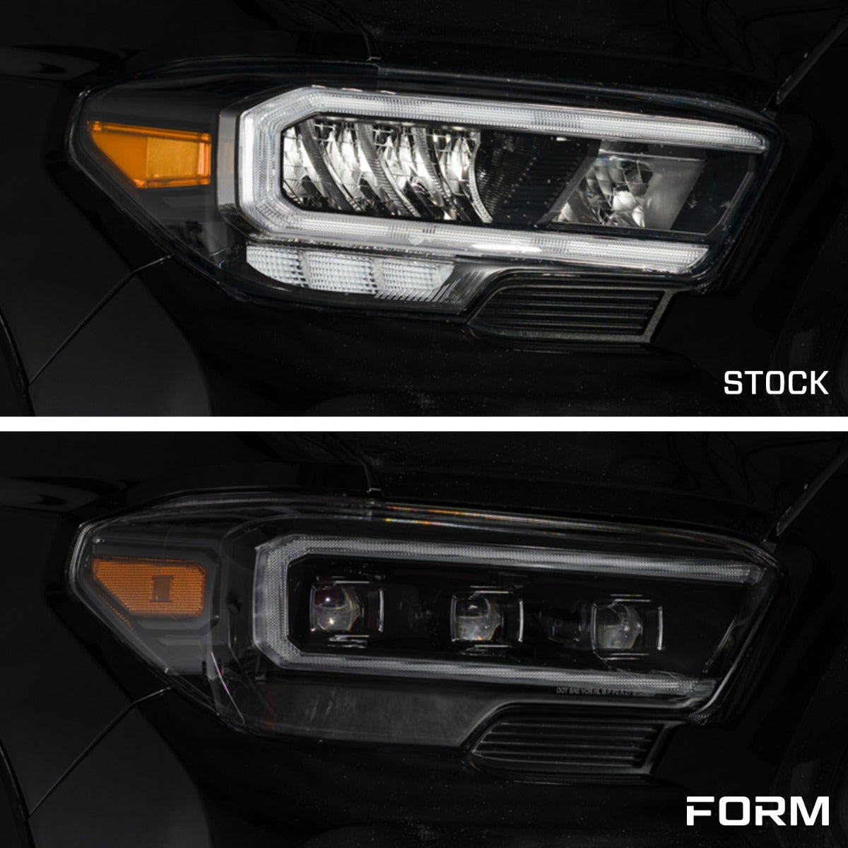 Form Lighting 2016-2023 Toyota Tacoma LED Projector Headlights with Selectable DRL Chrome (Pair) - FL0112
