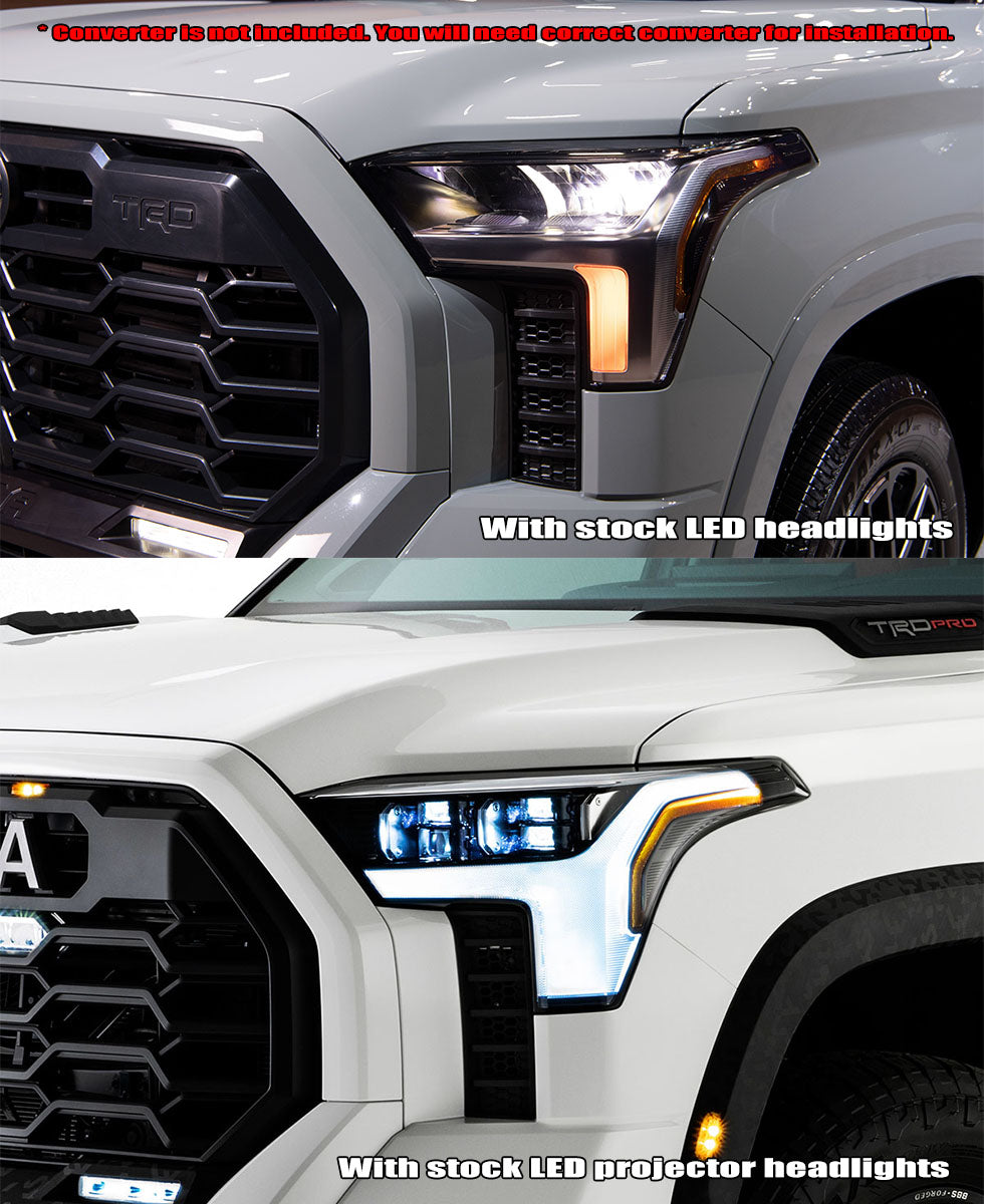 AlphaRex 22+ Toyota Tundra NOVA-Series Headlights Alpha-Blk w/White DRL - Req 810029 OR 810030 - 880861