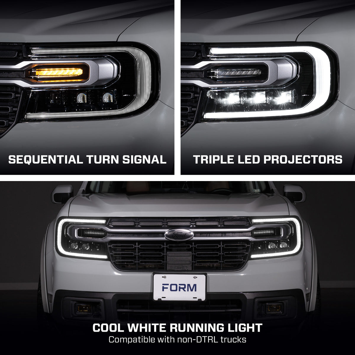 Form Lighting 22-24 Ford Maverick Sequential LED Projector Headlights (Pair) - FL0084