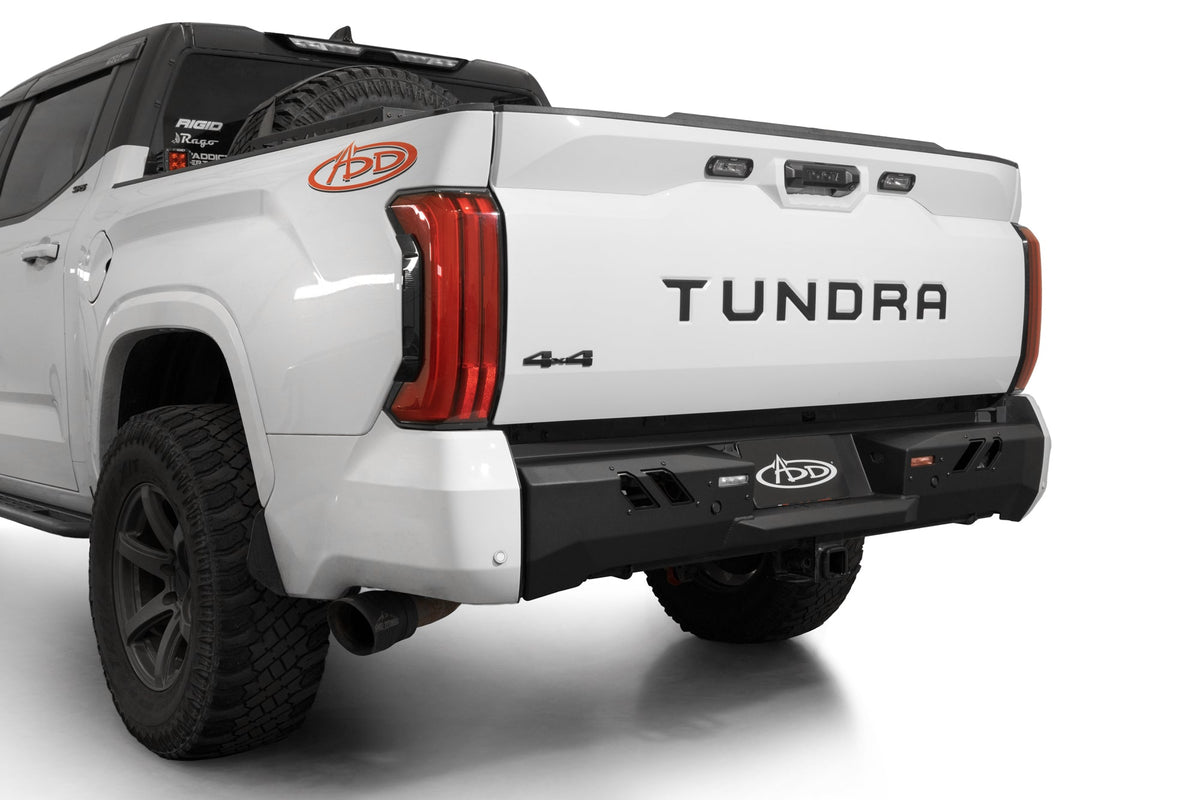 Addictive Desert Designs 2022+ Toyota Tundra Black Label Rr Bumper - Hammer Blk w/ Satin Blk Panels - R76020NA0103