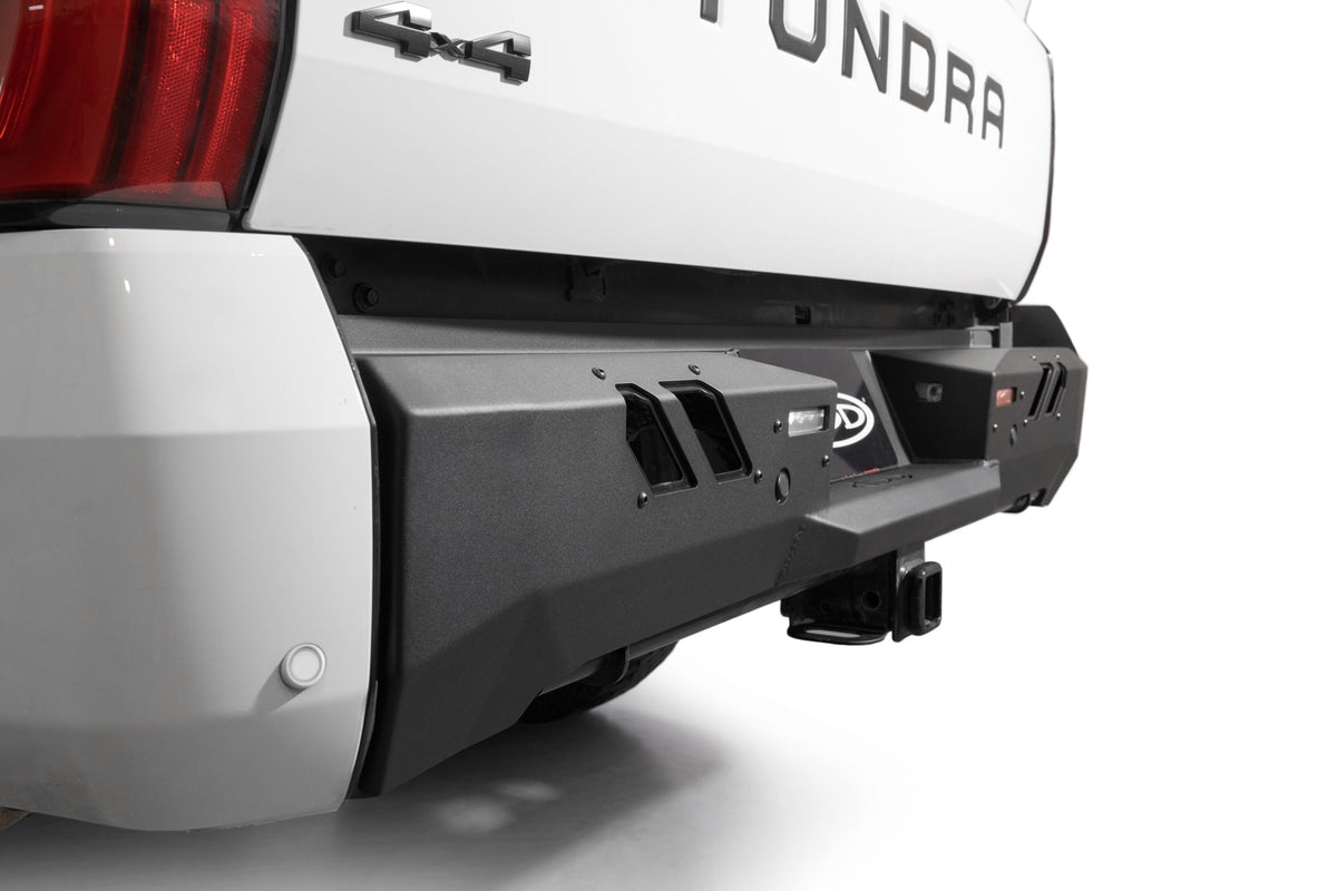 Addictive Desert Designs 2022+ Toyota Tundra Black Label Rr Bumper - Hammer Blk w/ Satin Blk Panels - R76020NA0103