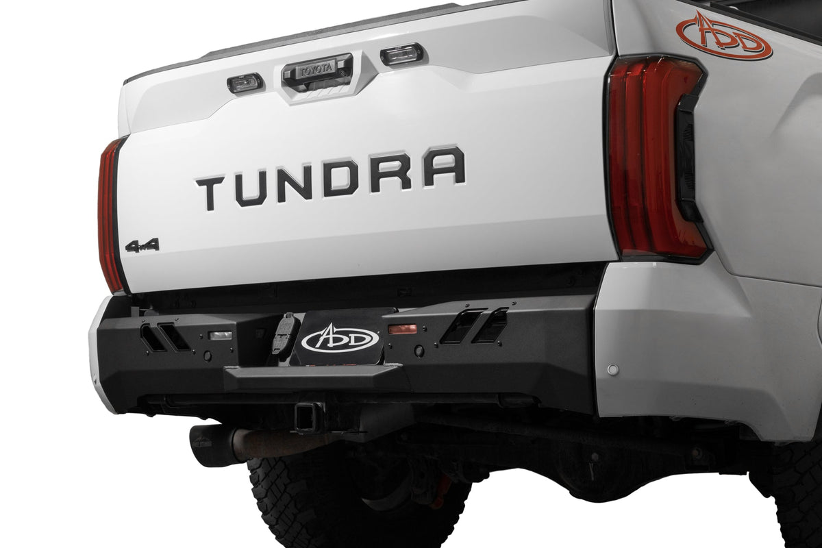 Addictive Desert Designs 2022+ Toyota Tundra Black Label Rr Bumper - Hammer Blk w/ Satin Blk Panels - R76020NA0103
