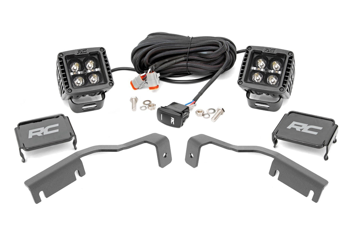 LED Light Kit | Ditch Mount | 2&quot; Black Pair | Amber DRL | Nissan Frontier (22-24)