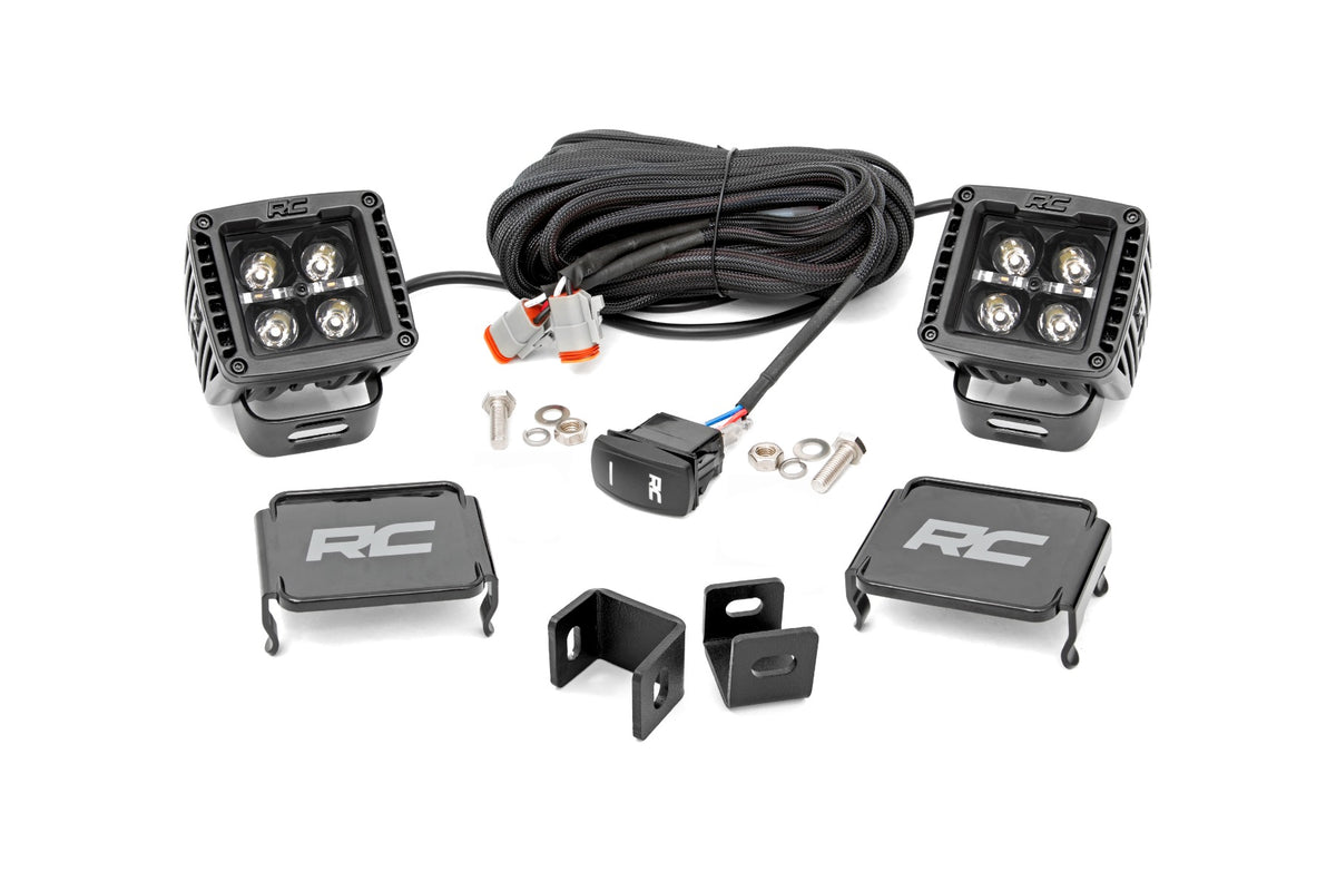 LED Light Kit | Ditch Mount | 2&quot; Black Pair | Amber DRL | Toyota Tundra (22-24)