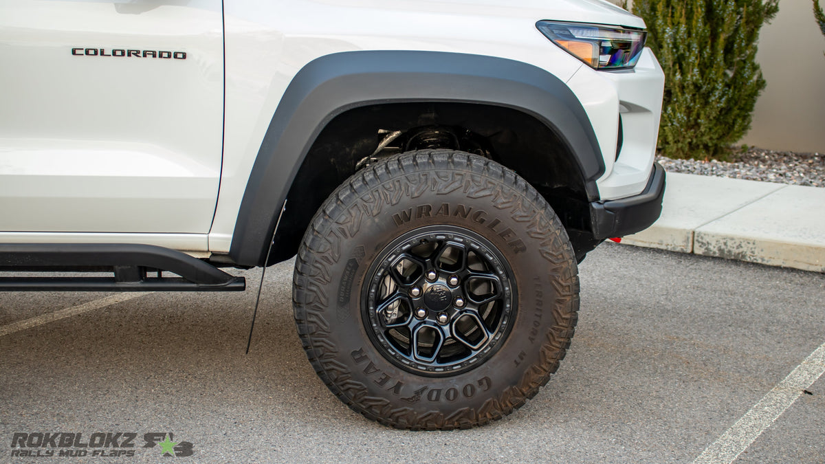 2023 Chevy Colorado ZR2 Bison featuring Rokblokz mud flaps - tire clearance