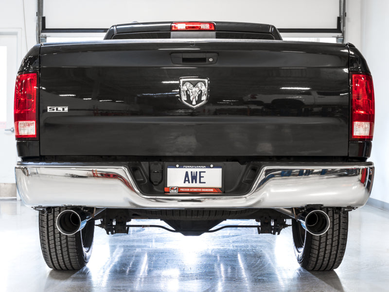 AWE Tuning 09-18 RAM 1500 5.7L (w/o Cutout) 0FG Dual Rear Exit Cat-Back Exhaust - Chrome Silver Tips - 3015-32101