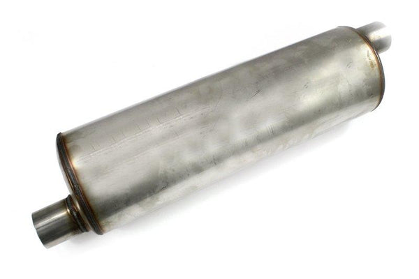 JBA Universal Chambered 304SS Muffler 22in x 7in Round 2.5in Offset/Offset - 40-252201 by JBA - front view