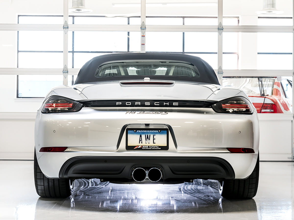 AWE Tuning Porsche 718 Boxster / Cayman Touring Edition Exhaust - Chrome Silver Tips - 3015-32080