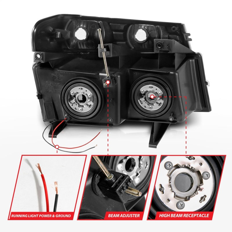 ANZO 04-12 GM Colorado/Canyon/I-Series Crystal Headlights - w/ Light Bar Chrome Housing 4pcs - 111559