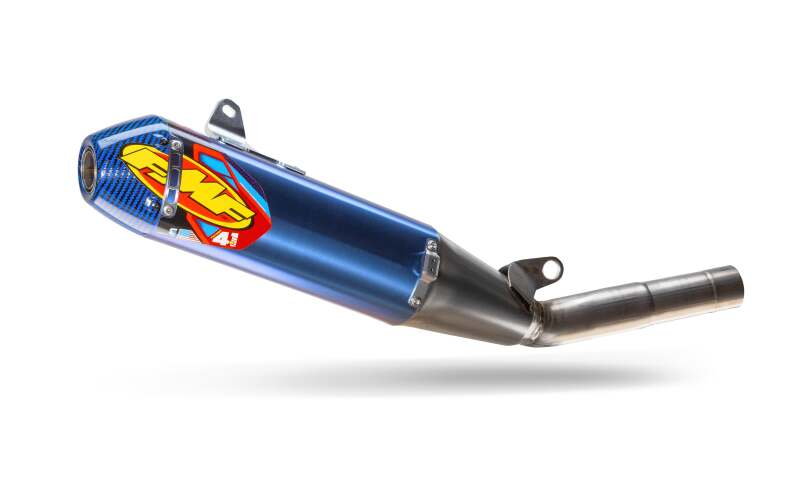 FMF Racing 19-26 Yamaha YZ250F/FX Anodized Titanium Factory 4.1 RCT Muffler w/Blue CF Cap - 044486 - front view