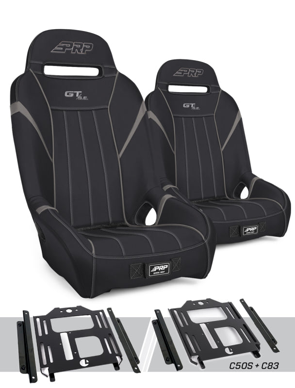 PRP Polaris RZR 570 GT/S.E. Suspension Seats Kit (Pair) - Black & Gray - A5701-PORXP-C50S-203