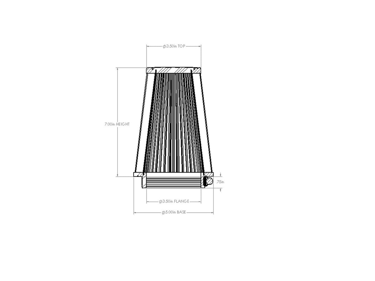 aFe POWER Universal Clamp-On Air Filter w/ D2 Dura-Dry Media - 3-1/2in F x 5in B x 3-1/2in T x 7in H - 21-35507V - view 6