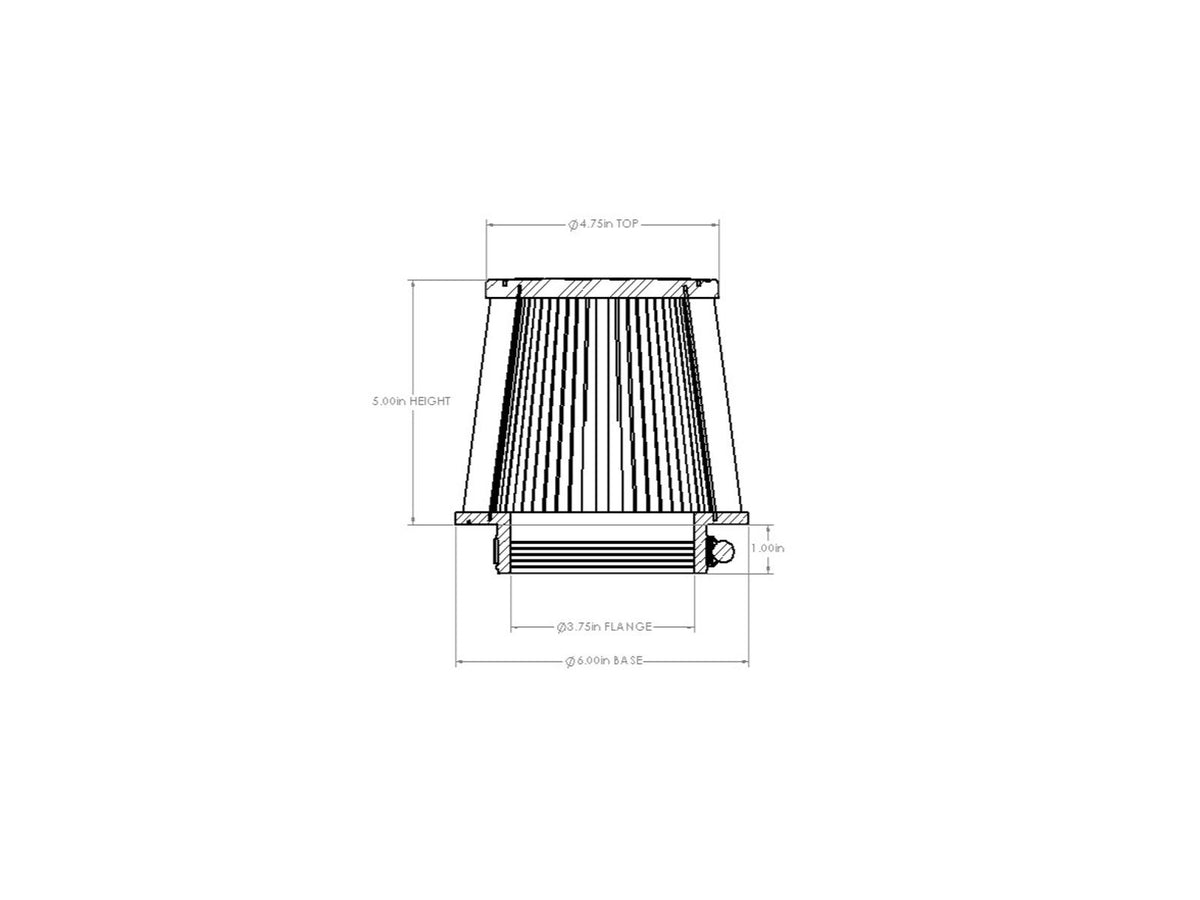 aFe POWER Universal Clamp-On Air Filter w/ D2 Dura-Dry Media - 3-3/4in F x 6in B x 4-3/4in T x 5in H - 21-38505V - view 6