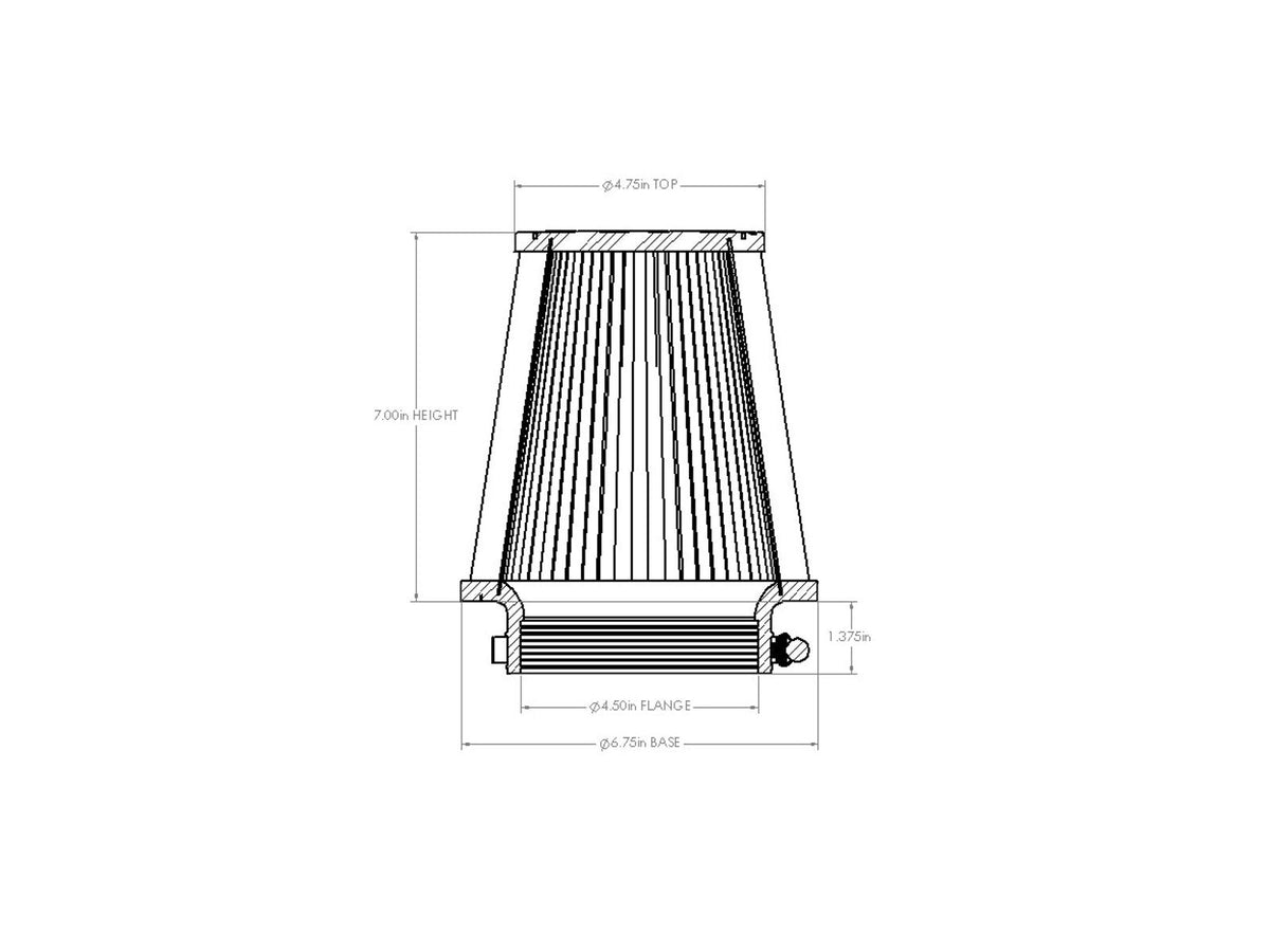 aFe POWER Universal Clamp-On Air Filter w/ D2 Dura-Dry Media - 4.5in F x 7in B x 4.75in T x 7in H - 21-45003V - view 6